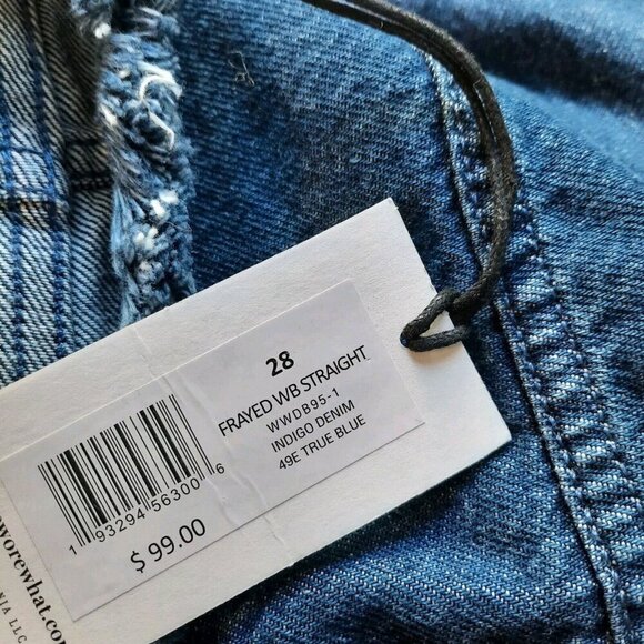 WeWoreWhat Jeans Womens 28 High Rise Frayed Waist Straight Raw Hem Retro - Picture 8 of 14
